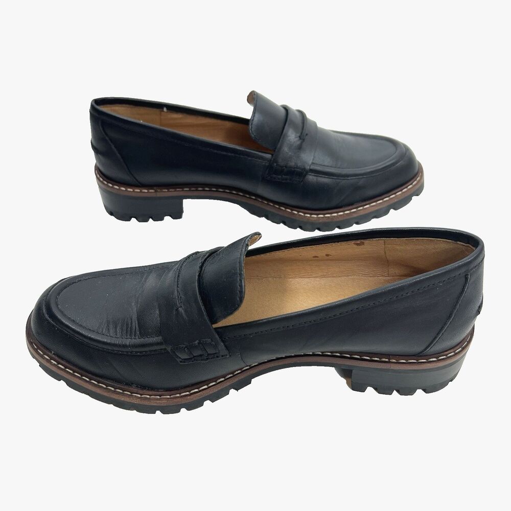 Madewell Corinne Lugsole Loafer Womens Shoes Size 6 Black Leather Chunky Classic